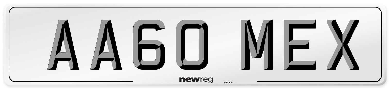 AA60 MEX Number Plate from New Reg